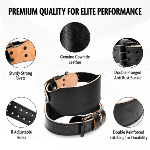 DMoose 6inch Leather Weightlifting Buckled Belt - Image 2