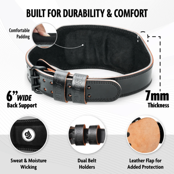 DMoose 6inch Leather Weightlifting Buckled Belt - Image 3