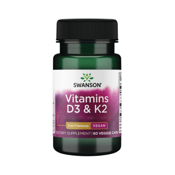 Swanson Vitamins D3 & K2, 50mcg & 75mcg - 60 vcaps